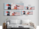 Cow painting, farmhouse art, rustic decor, barn landscape oil painting, extra wide art, framed canvas print, whimsical art, light pink wall art