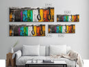 Western Leather, geometric wall art, blotter art, extra wide art, rustic wall art, panoramic painting, Framed Canvas Print, wabi sabi art