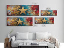 Golden Star, abstract art, bold colors, textured wall art, framed canvas print, mosaic wall art, extra wide art, above couch art