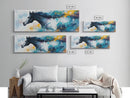 Horse Wall Art, Framed Canvas Print, Extra Wide Art, Blue and Green Wall Art, Moody Art, Rustic Decor, Panoramic Art, Farmhouse Art, Gift Idea for Him
