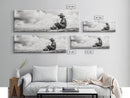 Man On Beach, Wabi Sabi Art, Framed Canvas Print, Coastal Landscape Art, Moody Art, Rustic Decor, Above Sofa Art, Minimalist Wall Art