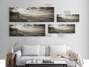 Cattle On Beach, Wabi Sabi Art, Framed Canvas Print, Coastal Landscape Art, Rustic Decor, Extra Wide Art, Moody Art, Minimalist Art