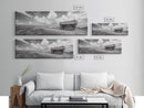 Rustic Wagon, coastal landscape art, extra wide art, panoramic painting, farmhouse art, framed canvas print, nautical wall art
