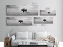 Lone buffalo, western landscape, rustic wall art, panoramic art, extra wide art, farmhouse decor, framed canvas print, wildlife painting, bull and bear art