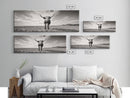 Longhorn, western landscape, bull and bear art, panoramic art, extra wide art, rustic wall art, framed canvas print, farmhouse decor, moody art