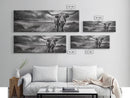 Bull on Beach, bull and bear art, moody art, coastal cowgirl wall art, dark romance painting, farmhouse art, framed canvas print