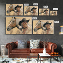 Wild West Cowboy Painting, Western Decor, Southwestern Wall Art, Modern Design Canvas Painting, Southern Home Art, Ranch Wall Art