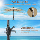 7.5 Feet Solar Powered Patio Umbrella with LED Lights and Crank Handle-Beige