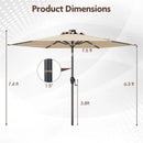 7.5 Feet Solar Powered Patio Umbrella with LED Lights and Crank Handle by LJGDeals