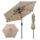 7.5 Feet Solar Powered Patio Umbrella with LED Lights and Crank Handle by LJGDeals