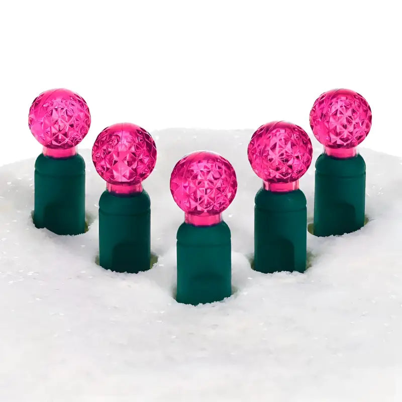 70 G12 Pink LED Christmas Lights, 4" Spacing