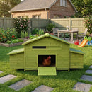 70-Inch Wooden Chicken Coop With Nesting Box, Perch, And Run Doors (SAK74619) by SAKSBY WHOLESALE