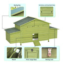 70-Inch Wooden Chicken Coop With Nesting Box, Perch, And Run Doors (SAK74619) by SAKSBY WHOLESALE