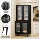 70.5 inch Tall Kitchen Pantry Cabinet Cupboard with 4 Transparent Doors