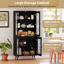 70.5 inch Tall Kitchen Pantry Cabinet Cupboard with 4 Transparent Doors