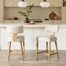 Penny - Round Arched Upholstered Counter Stool (Set of 2) - Travertine Beige by HouseOfZazla