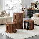 4-Piece Round Coffee Table Set with Sliding Door Storage by HouseOfZazla