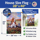 Basset Hound House Flag 28x40 Porch Sleeve Pole Decorative Outside Yard Banner Artwork Wall Hanging, Polyester