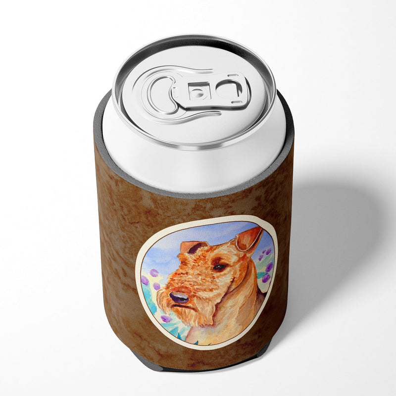 Airedale Terrier in Flowers Can or Bottle Hugger 7007CC