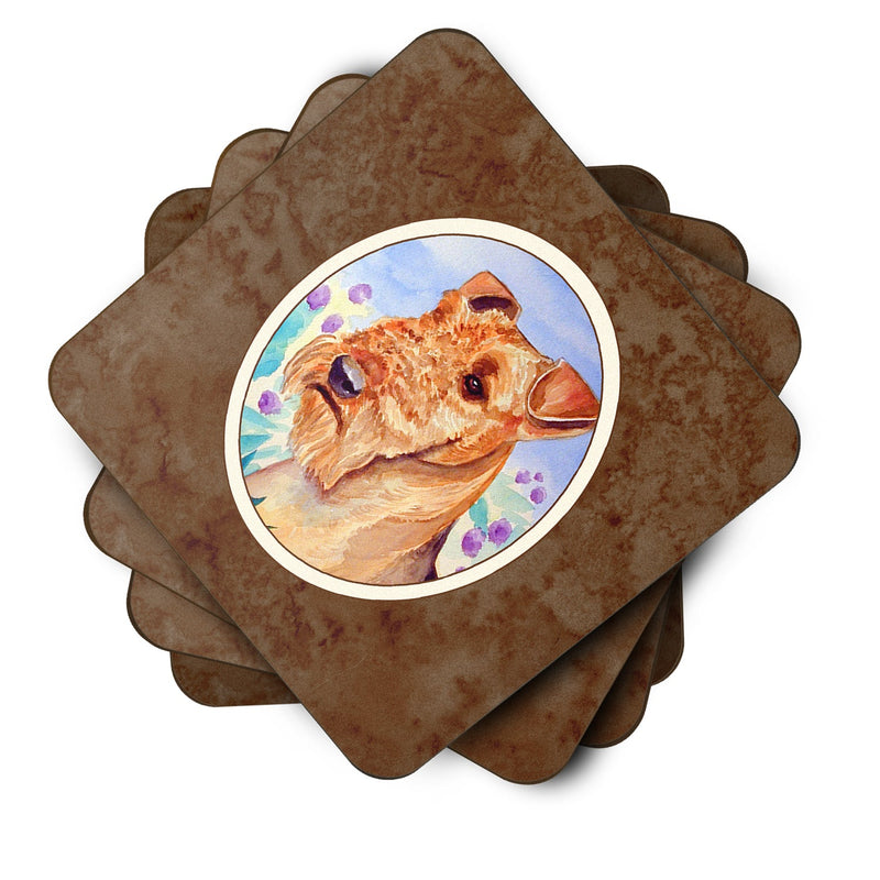 Airedale Terrier in Flowers Foam Coaster Set of 4 7007FC