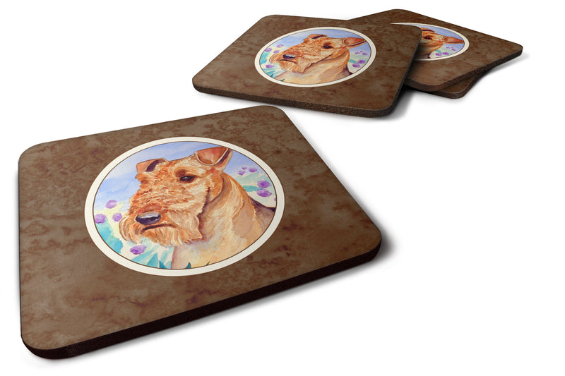 Airedale Terrier in Flowers Foam Coaster Set of 4 7007FC