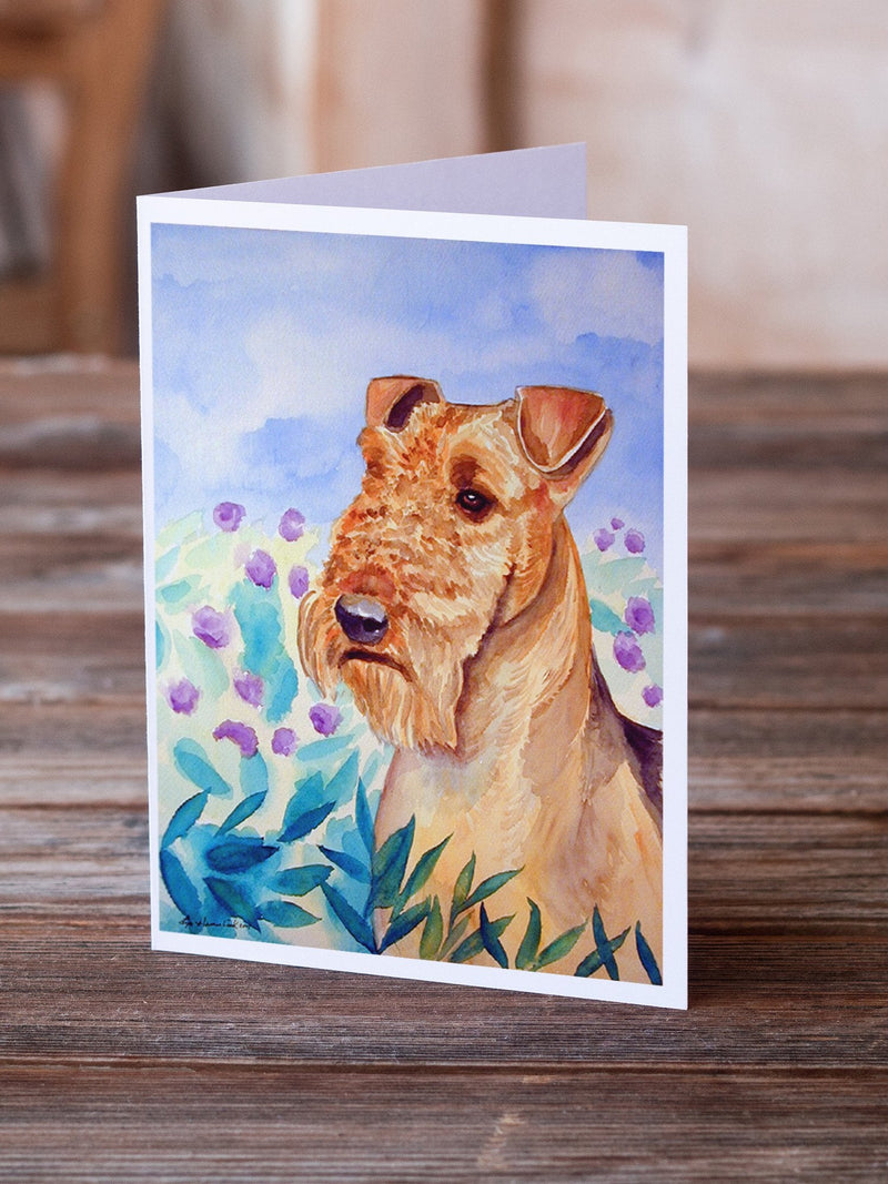 Airedale Terrier in Flowers Greeting Cards and Envelopes Pack of 8