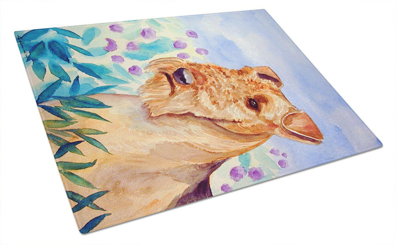 Airedale Terrier in Flowers Glass Cutting Board Large