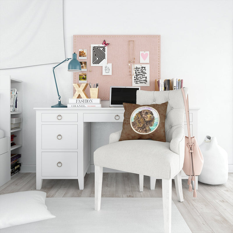 American Water Spaniel Throw Pillow - 14x14 Decorative Pillow – Art for Your Home & Patio 7008PW1414