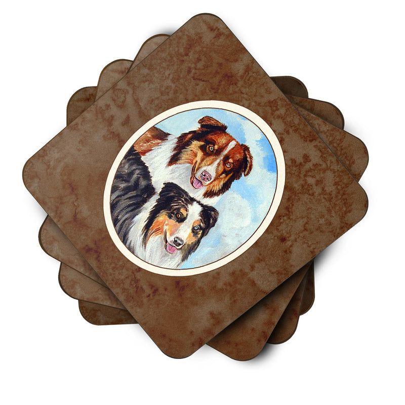 Australian Shepherd What a pair Foam Coaster Set of 4 7009FC