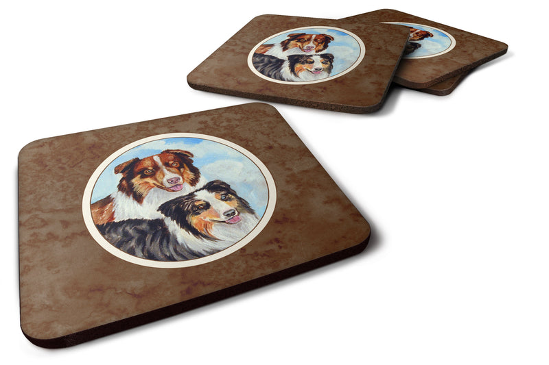 Australian Shepherd What a pair Foam Coaster Set of 4 7009FC