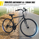 700C Hybrid Bike for Adult with 18-Speed Shimano Drivetrain and Phone Holder by DirectDeals