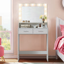 Vanity Desk With Mirror And Lights, Dressing Table With Large Drawer, 2 Level Storage Dresser & 3 Lighting Modes Adjustable Brightness, Suitable For Bedroom by HouseOfZazla