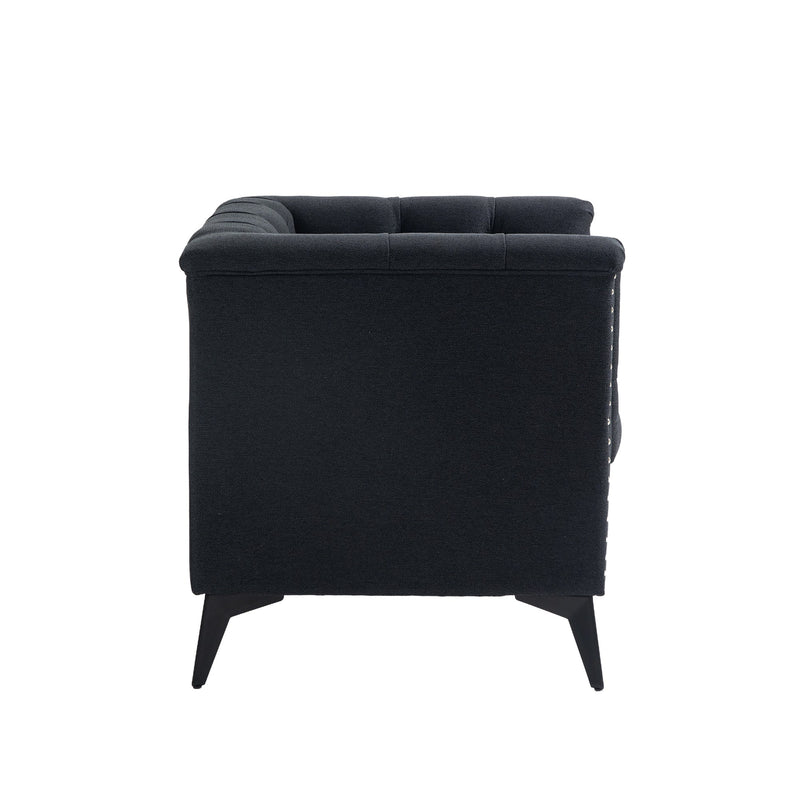 Accent Chair Living Room Chairs Single Sofa Chair,Arm Chairs with Linen Fabric, Mid Century Accent Arm Chairs Comfy Reading Lounge Club Armchair for Bedroom Office Study