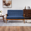 Mid-Century Modern Solid Loveseat Sofa Upholstered Linen Loveseat, 2-Seat Upholstered Loveseat Sofa Modern Couch