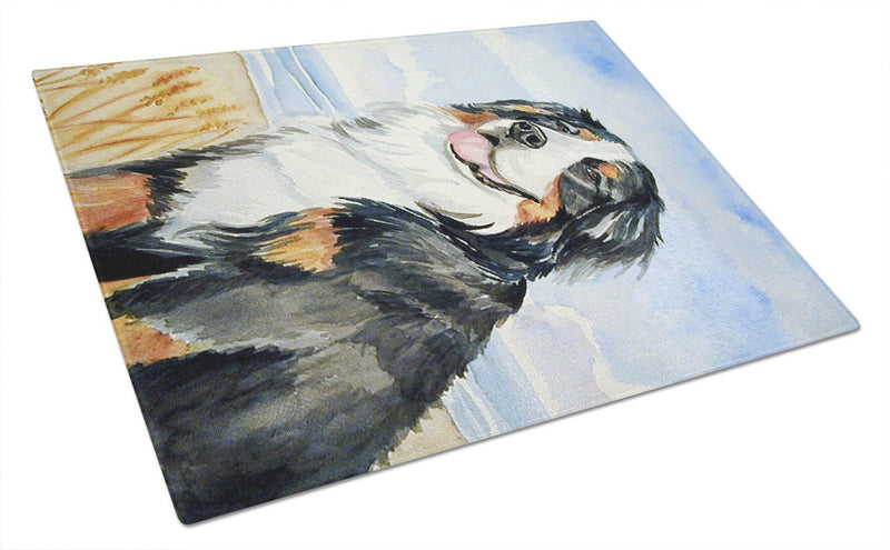 Bernese Mountain Dog Glass Cutting Board Large