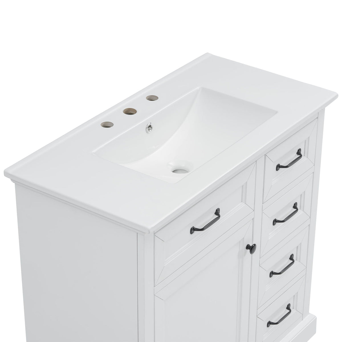 36" Bathroom Vanity With Sink, 2 Tip-Out Drawers, Soft Close Hinges, photo 16 of 40