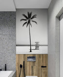Black & White Tropical Palm Tree Beach Wallpaper Mural.