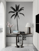 Black & White Tropical Palm Tree Beach Wallpaper Mural.