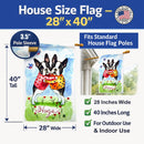 Hugs Boston Terrier House Flag 28x40 Porch Sleeve Pole Decorative Outside Yard Banner Artwork Wall Hanging, Polyester