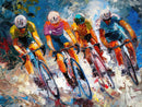 Cyclist Race Wallpaper Mural. Colorful Painting.
