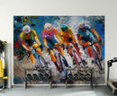 Cyclist Race Wallpaper Mural. Colorful Painting.