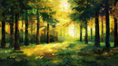 Green Forest Painting Wallpaper Mural.