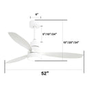 Ceiling Fan With Reversible DC Motor, LED Light, Solid Blades, Remote Control by Unique Piece Furniture