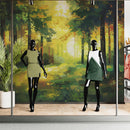 Green Forest Painting Wallpaper Mural.