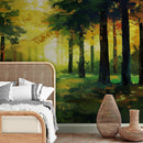 Green Forest Painting Wallpaper Mural.