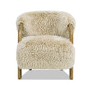 Becker - Rustic Oak Sheepskin Upholstered Accent Arm Chair - Taupe Beige by HouseOfZazla