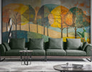 Colorful Abstract Tree Painting Wallpaper Mural.