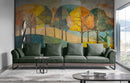 Colorful Abstract Tree Painting Wallpaper Mural.