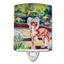 Chinese Crested on the Patio Ceramic Night Light Compact, UL-Certified, Ideal for Bedroom, Bathroom, Nursery, Hallway, Kitchen, 6x4x3, Multicolor