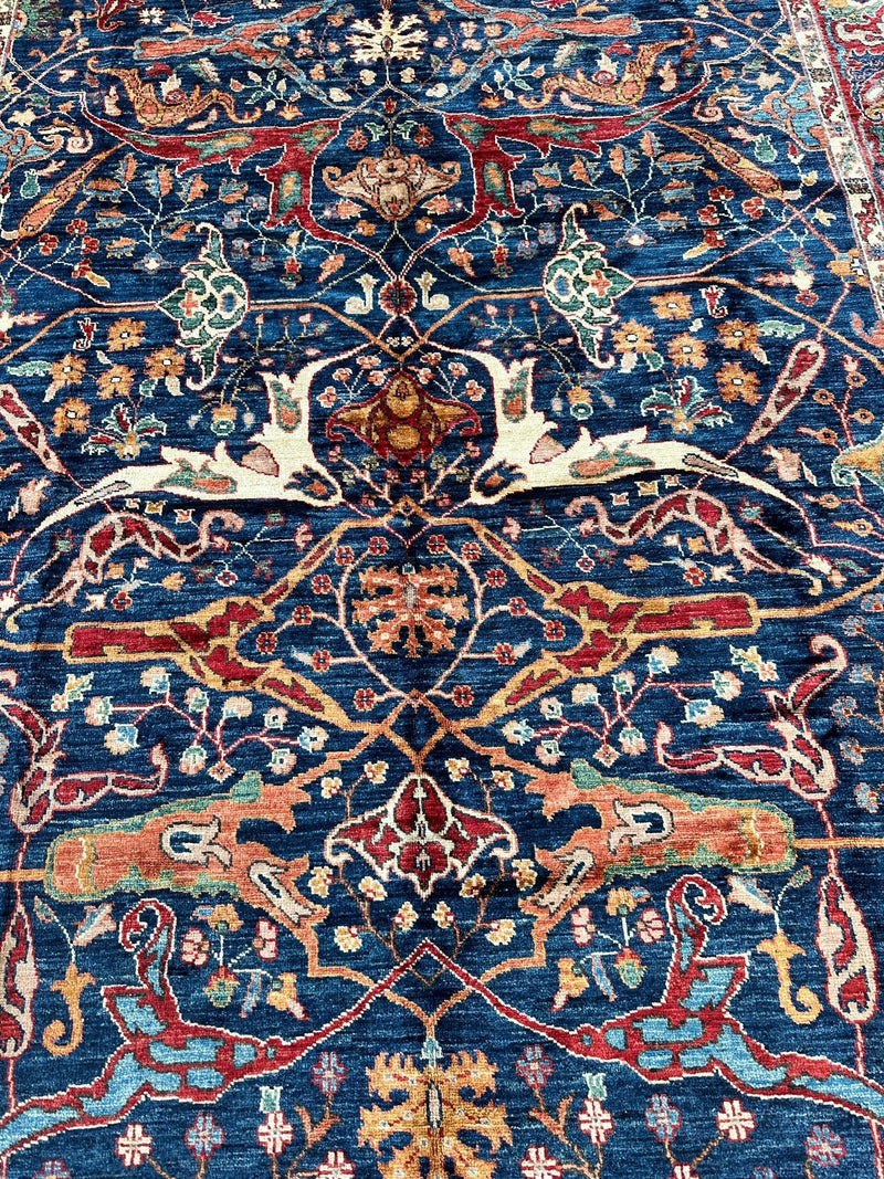 Hand-Knotted Afghani Bidjar Ghazni Wool Rug – 6'7" x 9'10" – Elegant Floral Design